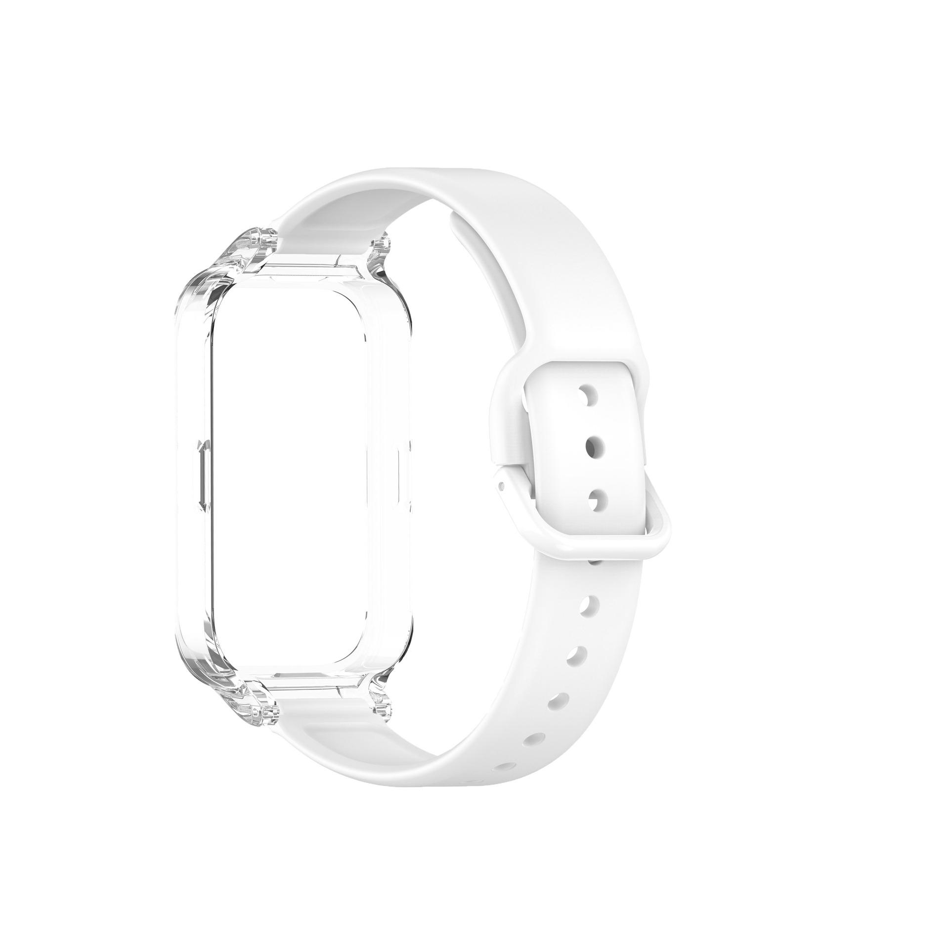 Чехол для ПК + спортивный силиконовый ремешок 2 в 1 для Xiaomi Mi Band 9 Active Smart Watch, аксессуары, защитная пленка для экрана и ремешок для браслета Redmi band 3 Mi Band9Active/Redmiband3 белый Agood
