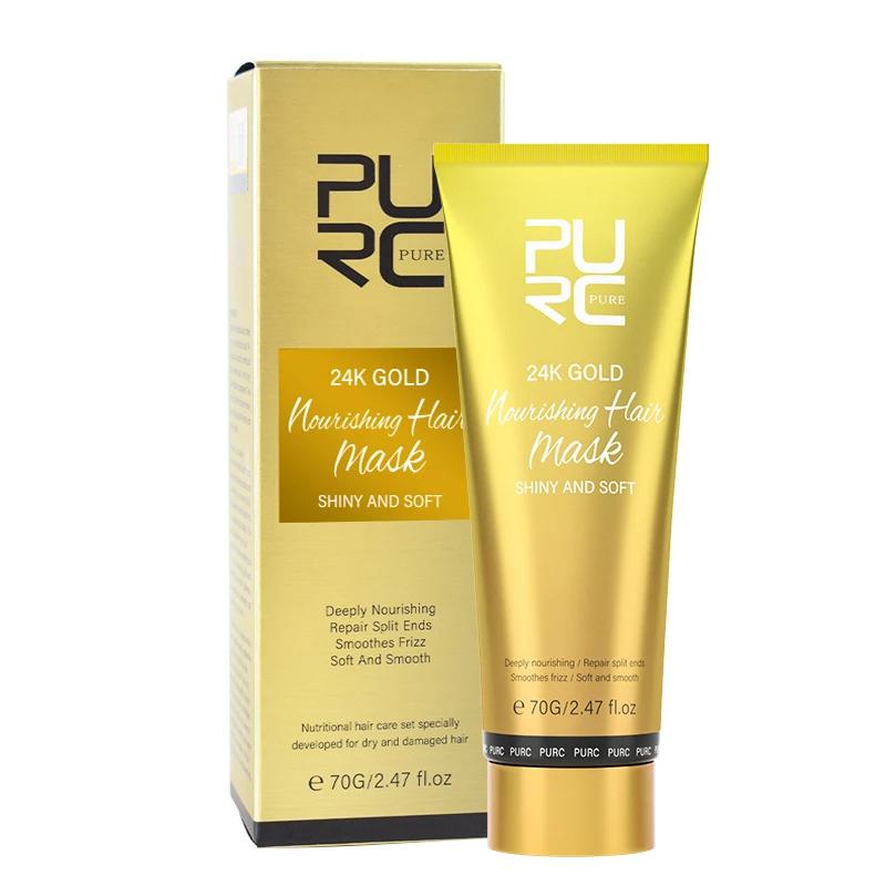 Питательная маска для волос PURC 24K Gold Magic Smoothing Straightening Professional Keratin Hair Treatment Средство по уходу за волосами для женщин жёлтый