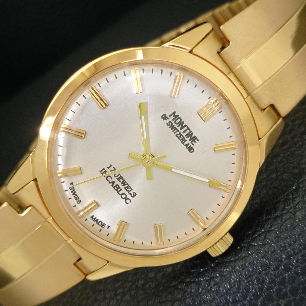ВОССТАНОВЛЕННЫЕ ВИНТАЖНЫЕ МУЖСКИЕ ЧАСЫ MONTINE OF SWITZERLAND 17J ПОЗОЛОЧЕННЫЕ a285407-12 white Vintagewatches