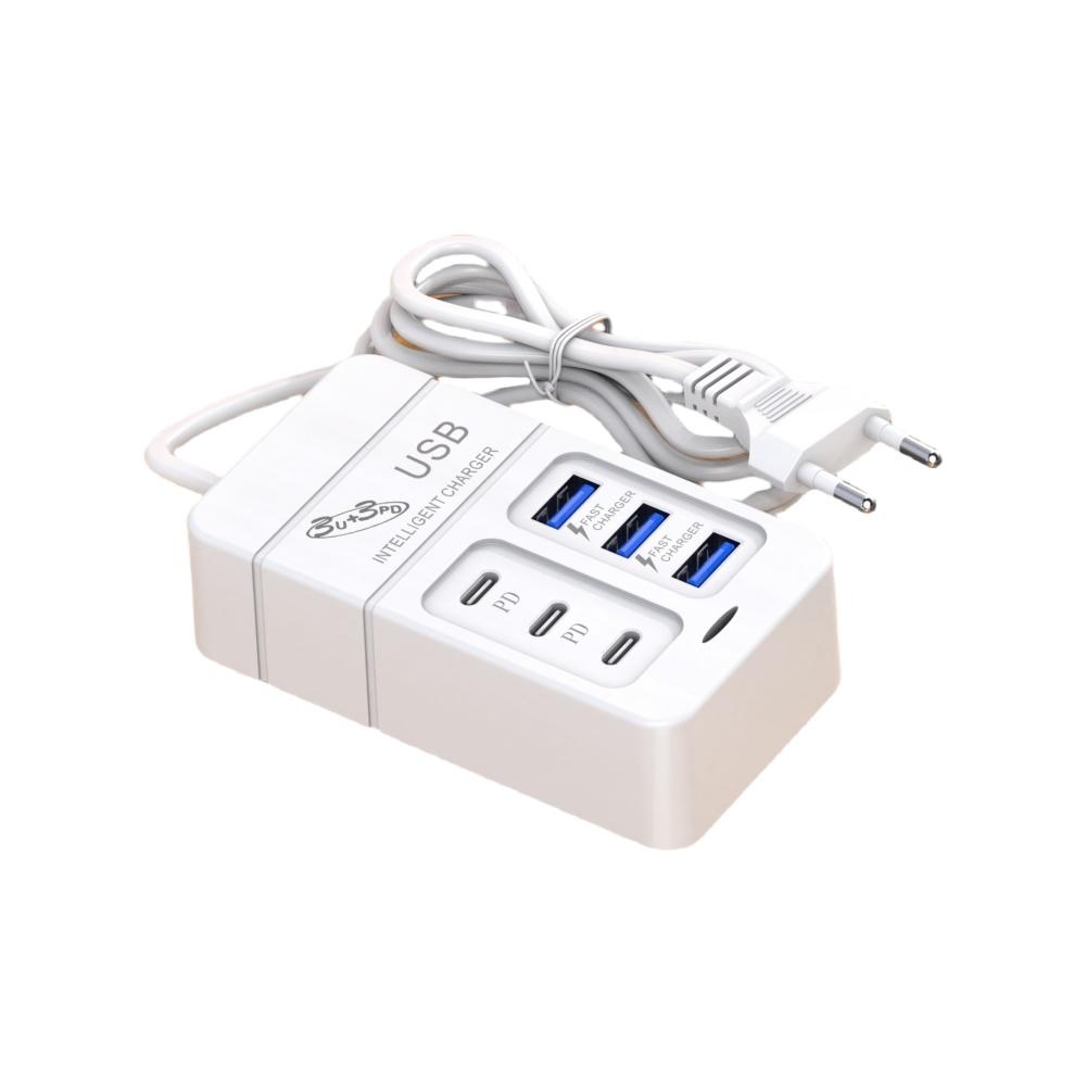 1 шт. Многопортовое USB-зарядное устройство, быстрая зарядка, быстрое настенное зарядное устройство, USB-концентратор, европейский стандартный штекер для мобильных телефонов EU Charger white happy8