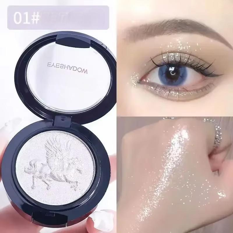 3D Relief Glitter Eyeshadows Powder Metallic Ultra-Fine Highlighters Chrome Shiny Powder Multifunction Women Make Up Blue Purple gray EZ-cosmetics