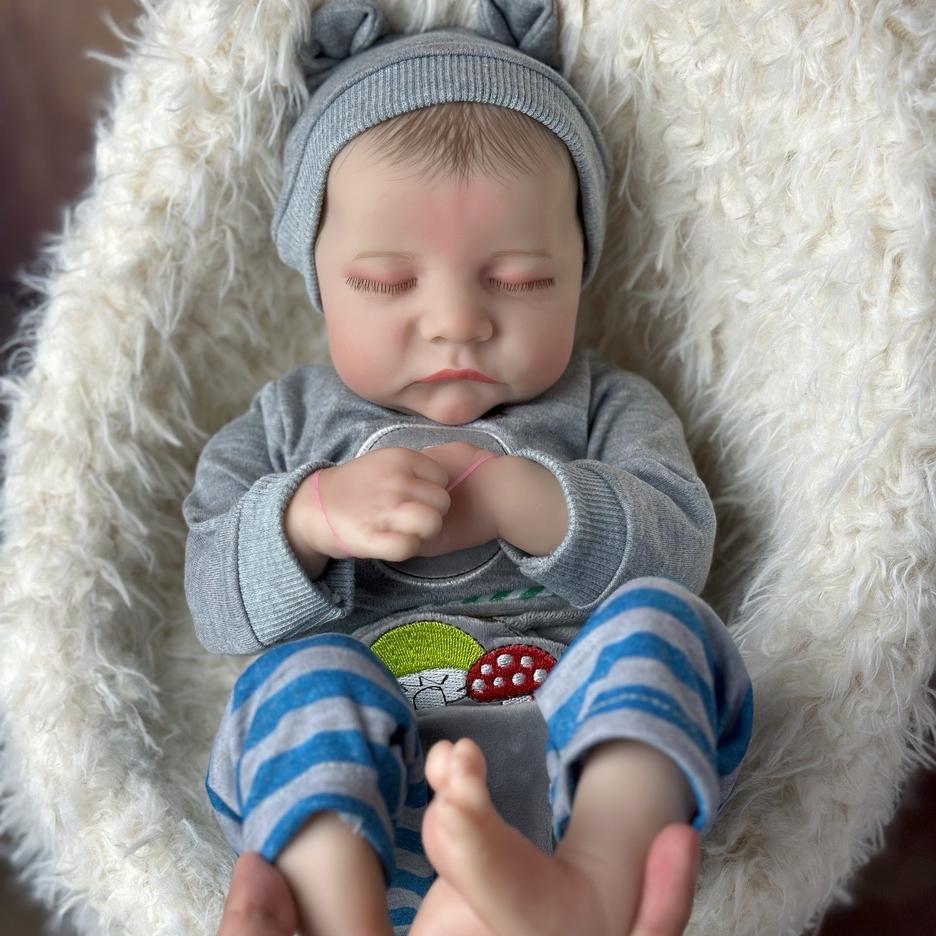 Мягкая силиконовая кукла Reborn Baby, 45 см, игрушка ручной работы для девочек, как настоящая ткань, тело для сна, подарок на день рождения Bebe Ordinary color paint gray BZDOLL Reborn