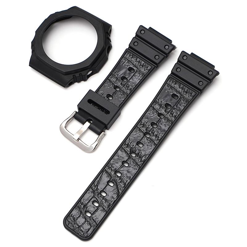 Модифицированный комплект для Casio G-Shock GA-2100 GA-2110 Замена Мужской ТПУ Резина Быстросъемный Ремешок для Часов Браслет Корпус Безель Аксессуары black Agood