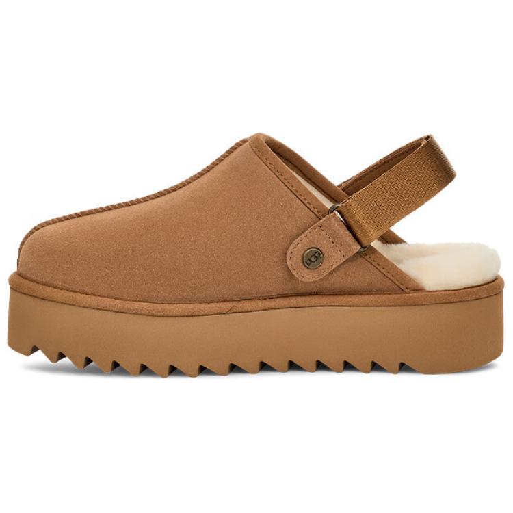 UGG Удобные двухсторонние износостойкие тапочки с открытым носком женские тапочки каштановые 1166734-CHE 39 brown
