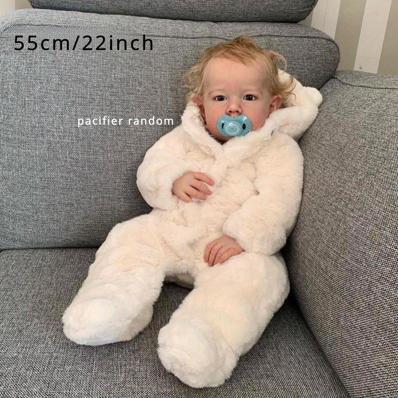 BZDOLL 55 см Кукла Реборн Младенец Мягкий Винил с 3D-раскраской Кожи Расписана Вручную 22 дюйма Тканевое Тело Блондин Новорожденный Мальчик Куклы Художественная Игрушка Подарок на День Рождения для Детей cloth body doll beige BZDOLL Reborn