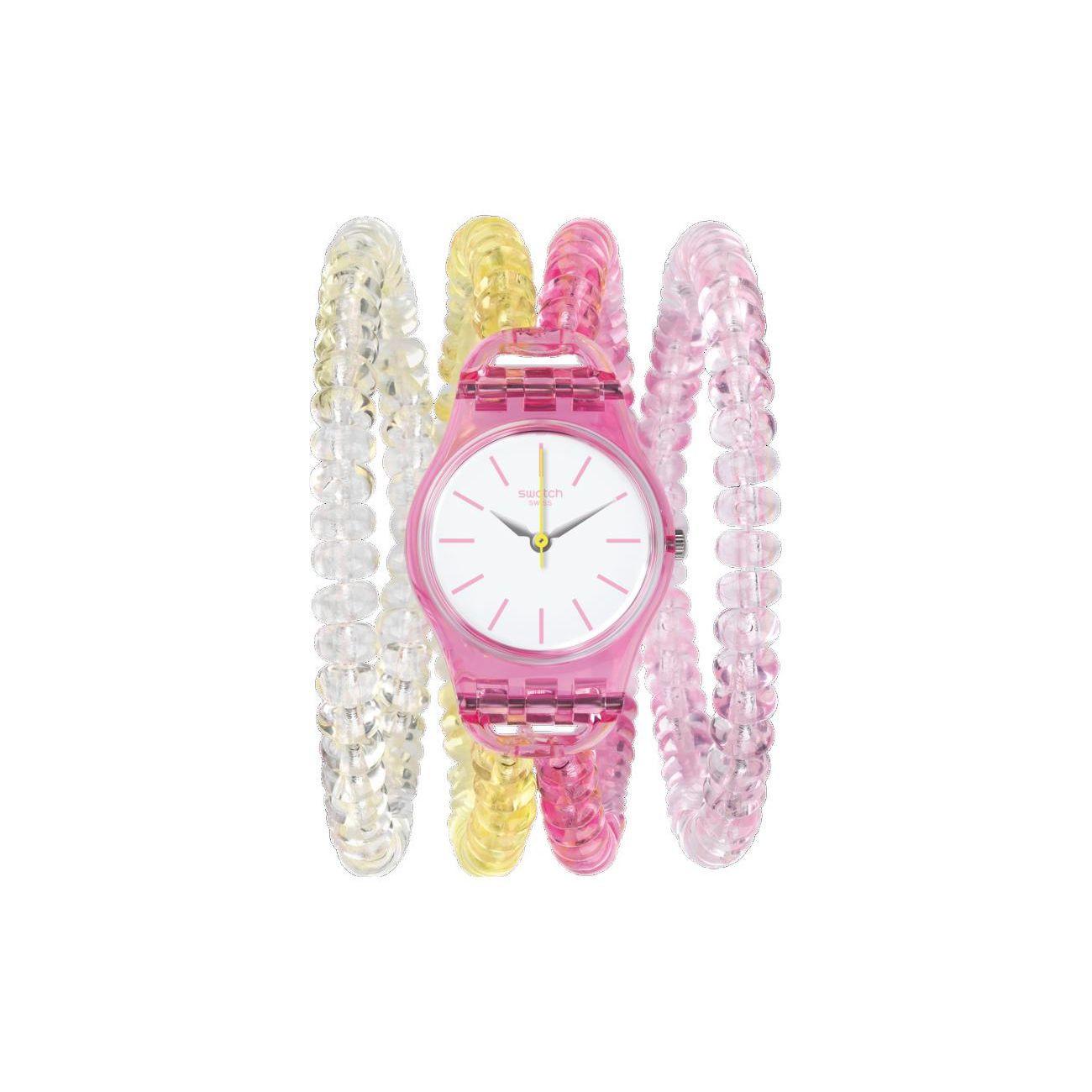 Swatch Originals Series Quartz Movement 30M Water Resistant Watch White Dial Plastic Case Plastic Strap Women watches LP145 White Dial white