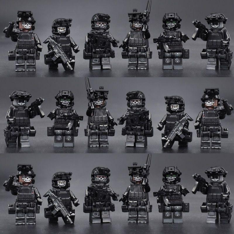 Совместимые с Lego Военные Строительные Блоки Спецназ Миниатюрные Солдаты С Полным Вооружением Мальчики Сборные Игрушки Your baby s favorite gray TK Toys