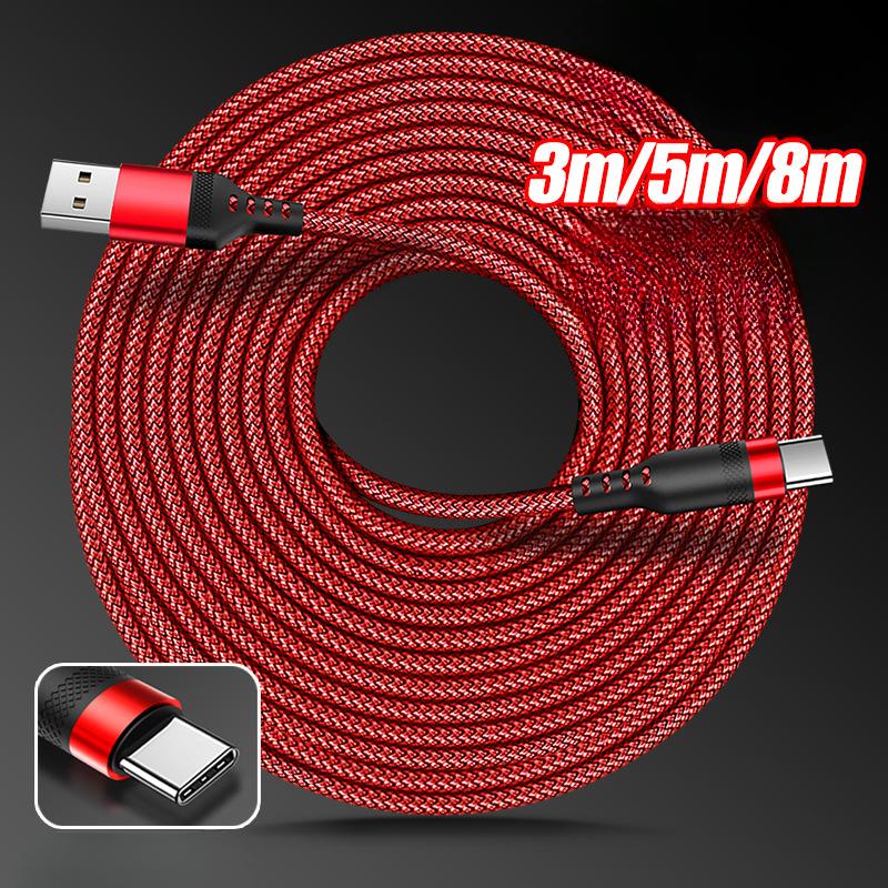 Кабель USB TYPE C 5A сверхбыстрый кабель для зарядки для Android 3 м 5 м 8 м USB C удлинительный кабель для Samsung Oneplus универсальный 1m красный Lucky Black Cat