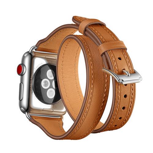 Двойной тур для Apple Watch, ремешок 40 мм, 44 мм, 38 мм, 42 мм, итальянский ремешок для часов из натуральной кожи, ремень-браслет iWatch serie 3, 4, 5, se 6, ремешок For 38mm-40mm brown Freesh