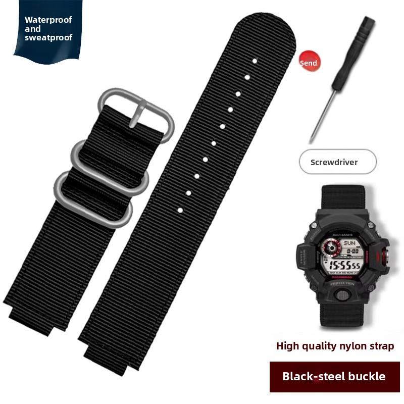 Модифицированный нейлоновый ремешок GW9400 для Casio G-SHOCK 3410 GW9300, нейлоновый холщовый ремешок 24*16 мм, спортивные водонепроницаемые аксессуары для браслета 24-16mm black Solsticef