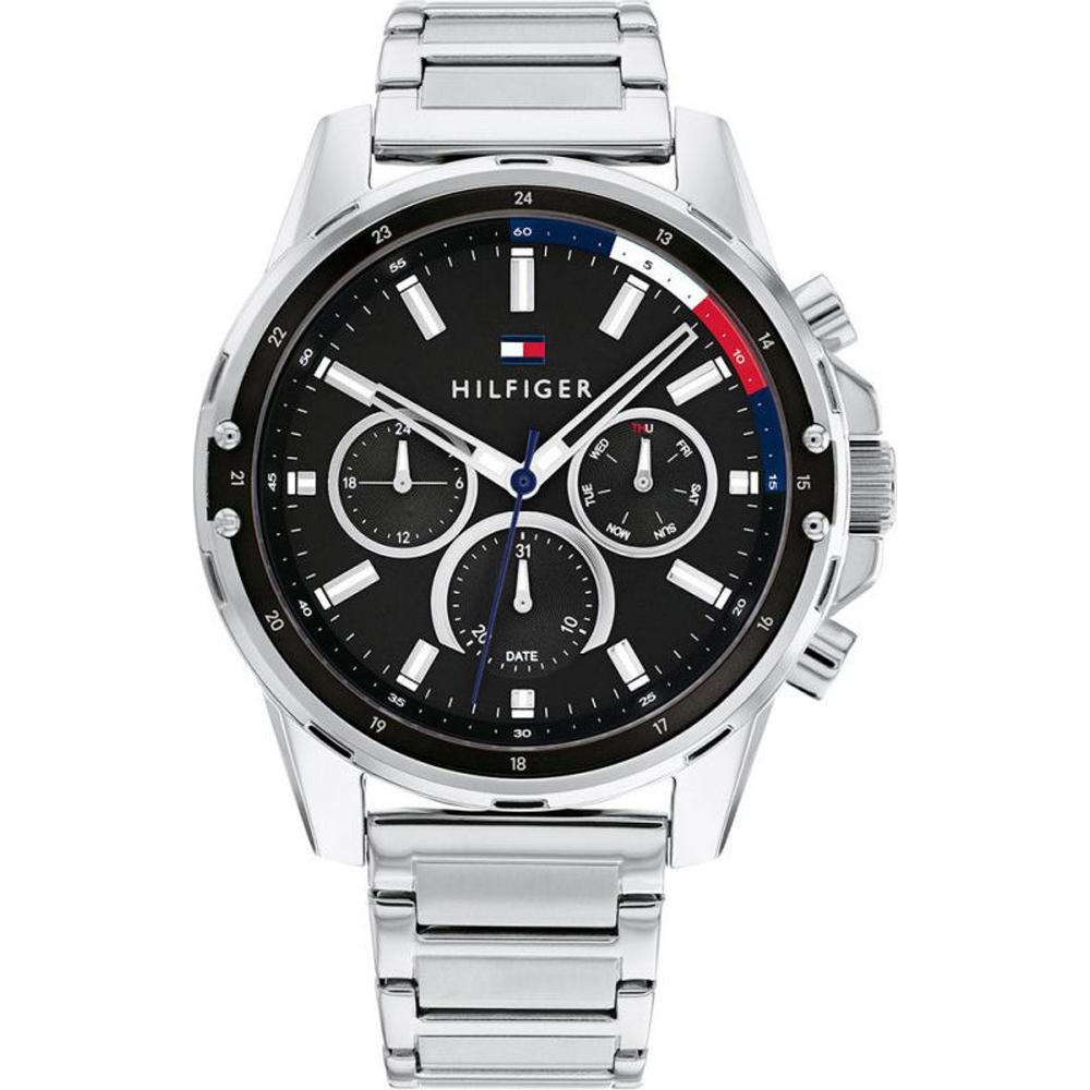 Мужские кварцевые часы Tommy Hilfiger Mason с черным циферблатом и серебристым браслетом из нержавеющей стали 1791936 чёрный