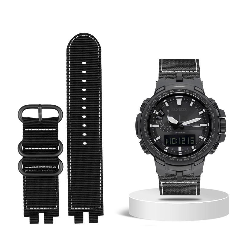 Классический нейлоновый ремешок для часов Casio PROTREK серии PRW-3000 3100 6000 6100Y Браслет из холста Мужской ремешок для часов black Lanspo