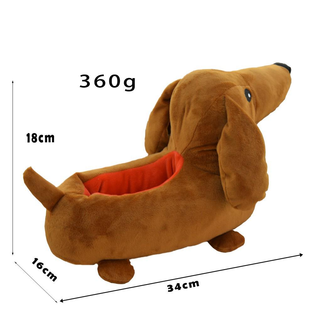 Плюшевые тапочки-таксы - Уютная зимняя обувь для спальни Dachshund Slippers (Pair) brown FashionFlair