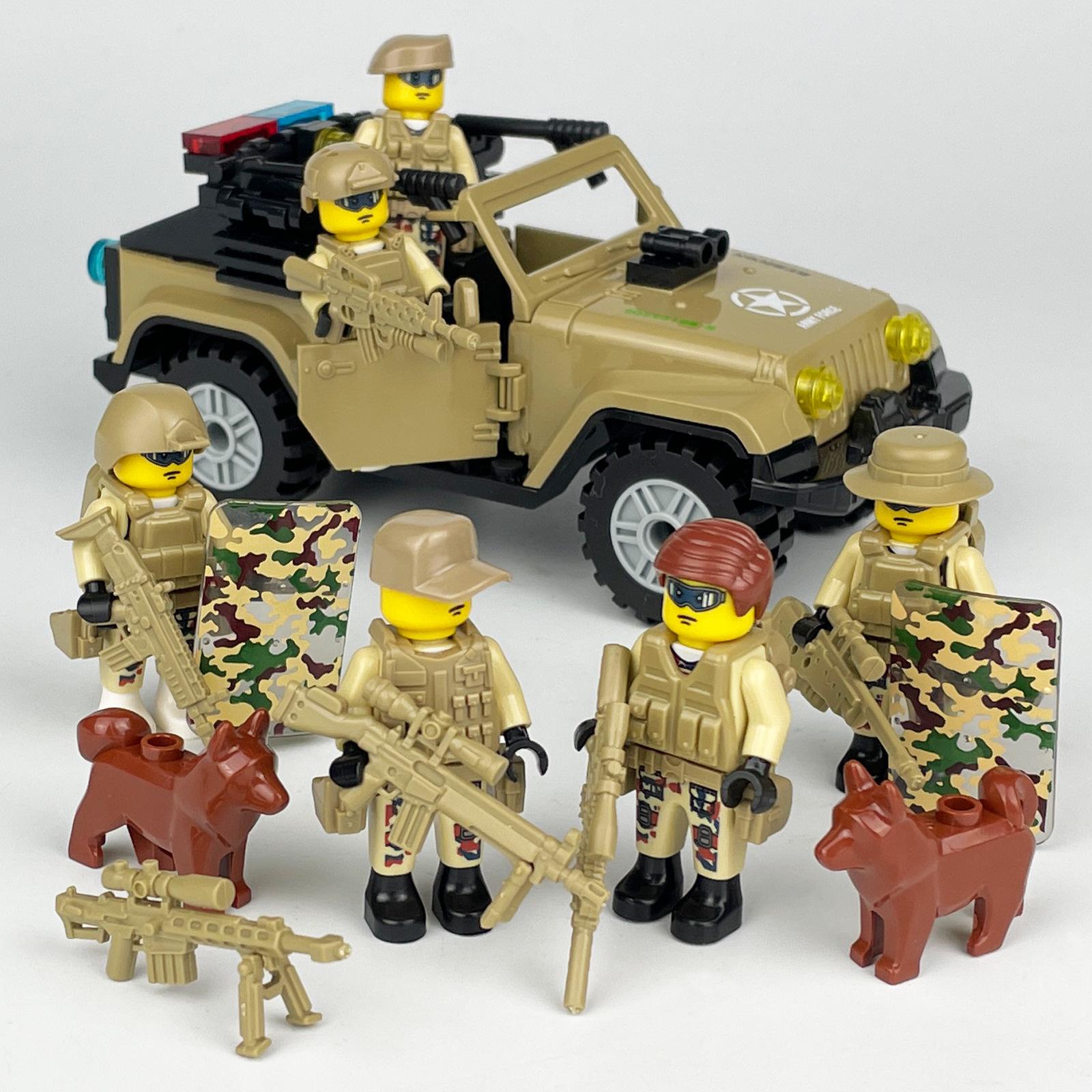 MOC черный SWAT, маленький строительный блок, кукла, полицейская машина, внедорожник, военный набор для мальчика, строительная игрушка black Happy Building Blocks