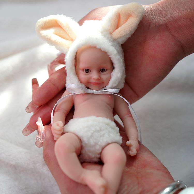 6-дюймовая твердая силиконовая кукла Reborn всего тела для девочек и мальчиков 15 см, мини-кукла-симулятор ладони, Мэдди, нарядная игрушка-кукла Playmate, детский подарок на день рождения 6 inch brown ChildDream Toys Supplies
