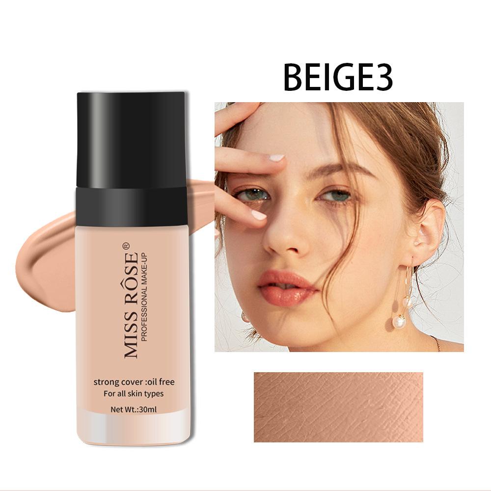 MISS ROSE 30 мл/шт. Exquisite Girl Concealer Foundation Стойкие тональные основы и консилеры Тональный крем в инкапсулированной бутылке из натурального полупрозрачного стекла beige3 black MISS ROSE Beauty