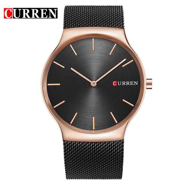 CURREN TOP Элитный бренд CURREN Модные деловые мужские часы Ультратонкие мужские часы Аналоговые кварцевые спортивные стальные водонепроницаемые наручные часы gray