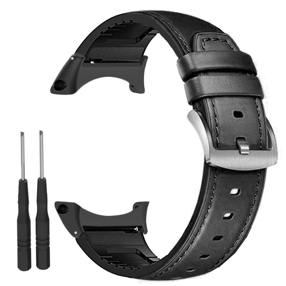 Ремешок для suunto core полностью черный кожаный + силиконовый ремешок для умных часов Smart Watch Замена браслета, металлические разъемы for suunto core чёрный lucky001