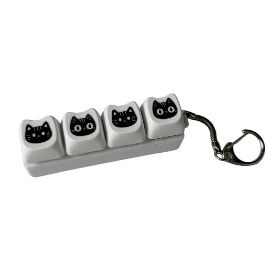 Черная кошка Fidget Keyboard 4/9 клавиш Снятие тревоги Пальцевой кликер Брелок Офис Школа Путешествия Кнопка декомпрессии Сенсорная игрушка Подвесное украшение B gray Zoeneed
