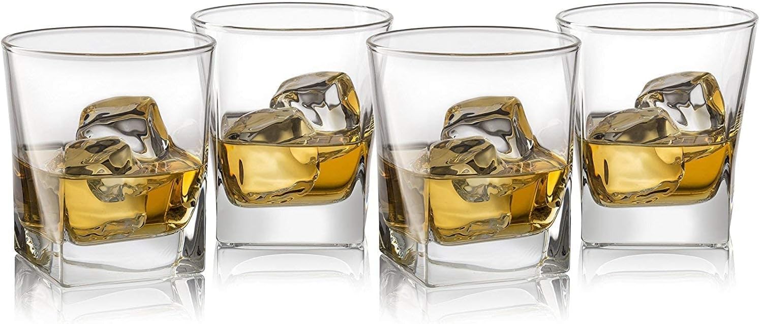 Набор из 6 стаканов Double Old Fashioned для виски - 10 унций Хрустальные стаканы Квадратные Кружки для крепких напитков Стаканы для виски Стакан для вина Барная посуда 201-300ml beige TolTales