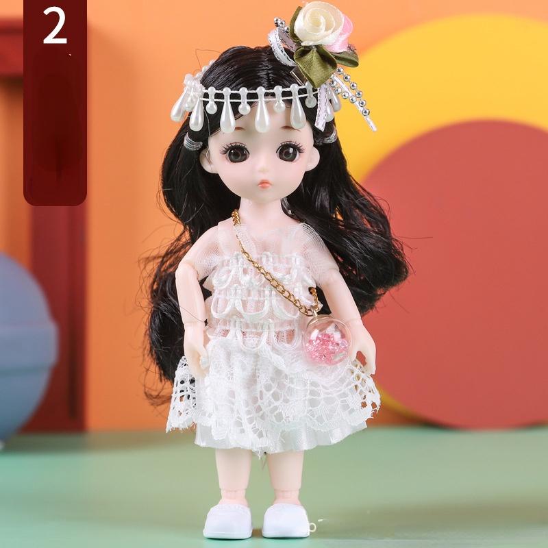 Мини-подвижная 13-шарнирная кукла 17 см, игрушка для девочек, 3D большие глаза, BJD принцесса, полная одежда, коллекция платьев, детская кукла в подарок B black Mabesy
