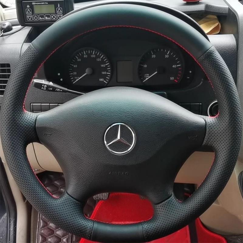 Черная не скользящая оплетка на руль из кожи, сшитая вручную, для Mercedes Benz Viano W639 Vito 2003-2014 Sprinter 2006-2013 style 1 black jfg dgj