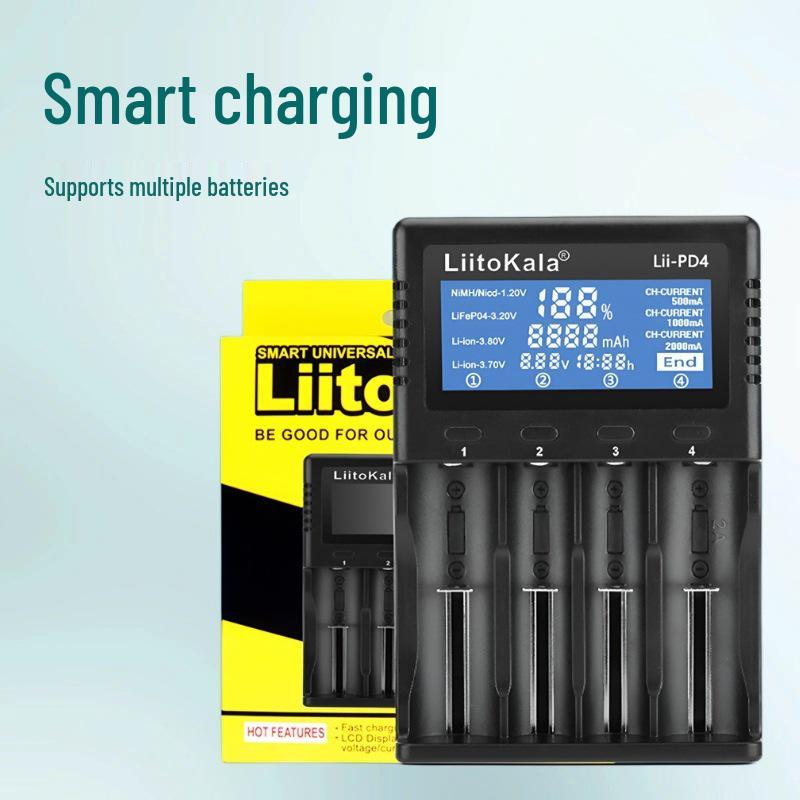 LiitoKala Lii-PD4 LCD Зарядное устройство для литиевых аккумуляторов для 18650, 26650, 21700 US Plug yellow Chose One