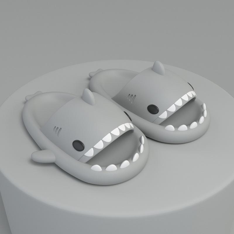 Детские тапочки Shark, детские мультяшные тапочки для дома, нескользящие сандалии для ванной для девочек 210 серый JR-Studio