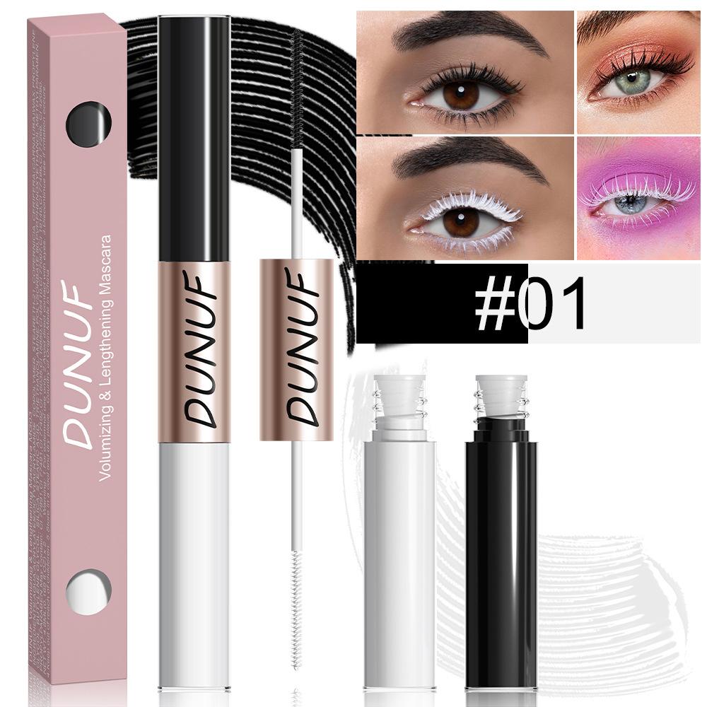 Two-color Double-ended Green and Purple Waterproof Mascara,Slender, Curly and Thick, Waterproof, Sweat Proof, Not Easy To Get Dizzy, and Lasting белый/чёрный Perfect skin