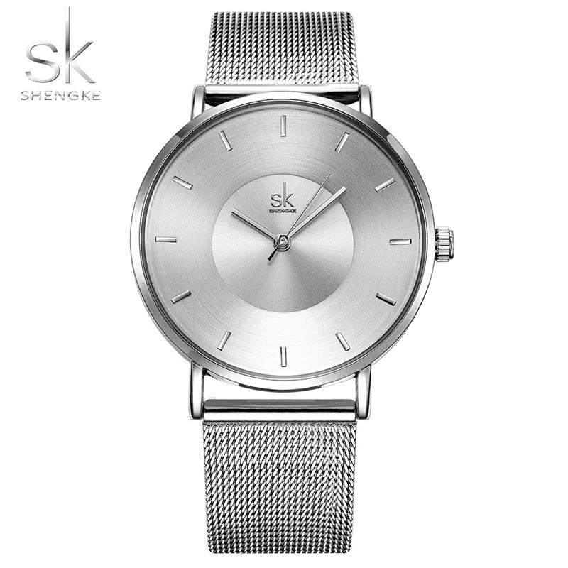 Shengke часы женские брендовые роскошные кварцевые часы женская мода Relojes Mujer женские наручные часы бизнес Relogio Feminino серебряный