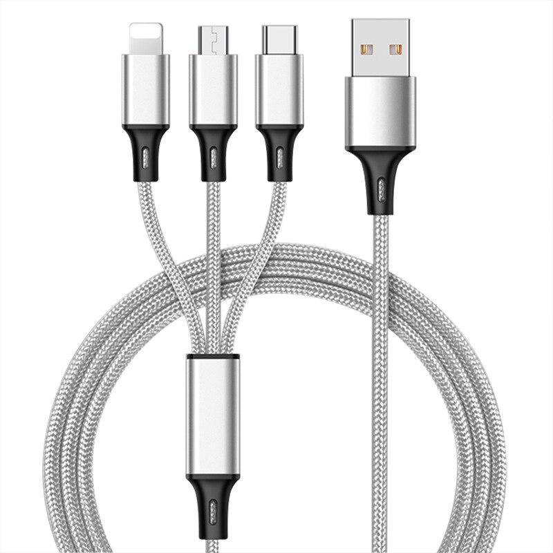 USB-кабель для быстрой зарядки универсального многофункционального кабеля 3 в 1 для сотового телефона Samsung типа C белый QUEED
