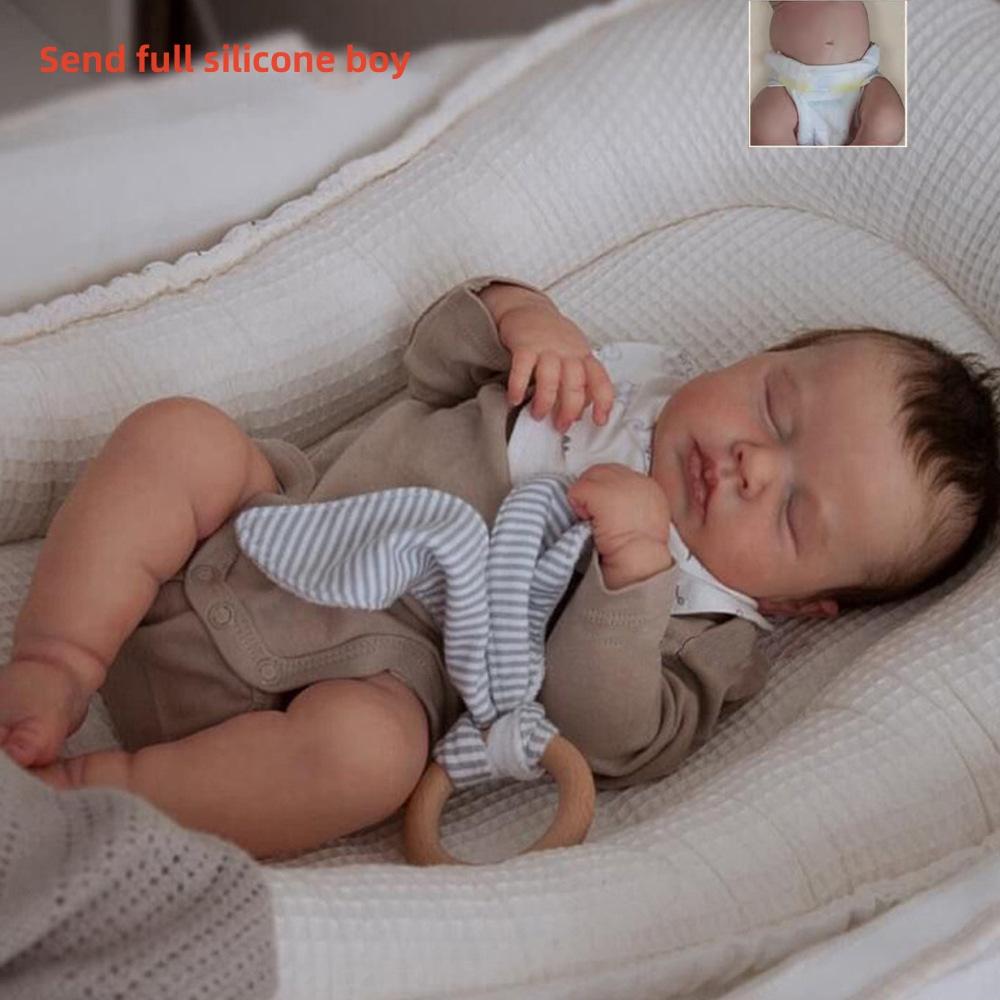 Кукла Reborn Boy с корнями ручной работы, 19 дюймов, Реалистичная спящая кукла возрождения LOULOU, полностью силиконовая имитация куклы, детская игрушка для ванной, подарок на день рождения gray ChildDream Toys Supplies