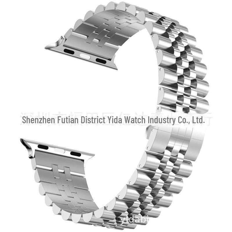 Совместимый ремешок из нержавеющей стали для Apple Watch 8/7/6/5/Ultra серебряный Smarter than future