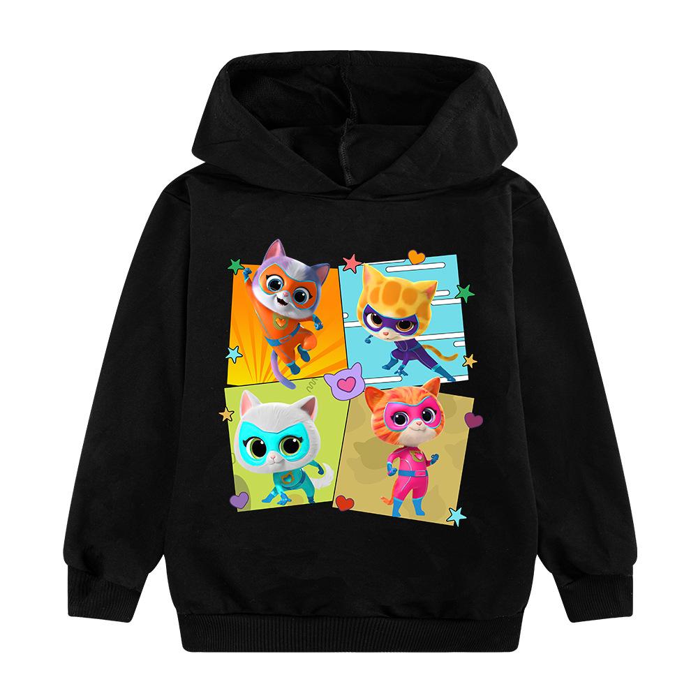 Новый Мультфильм SuperKitties Милый Принт Детский Теплый Свитер Осенне-Зимний Тренд Удобная Толстовка для Мальчиков и Девочек для Улицы 110 blue huiteng1