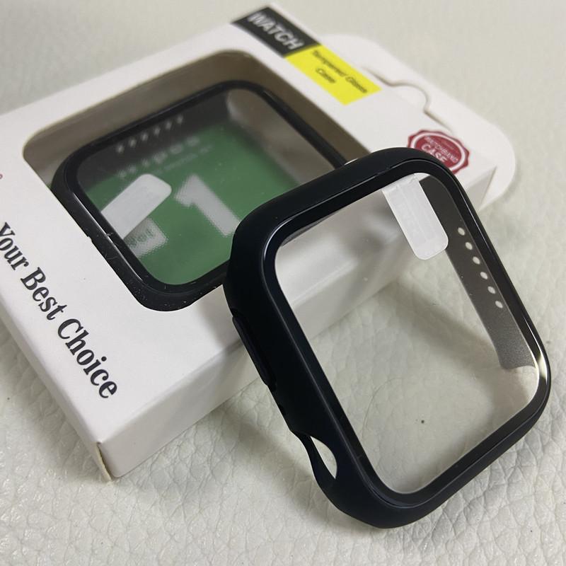 Закаленное стекло чехол для Iwatch Apple Watch Series 10 2024 46 мм 42 мм 9 8 7 Ultra 3 2 1 49 мм 45 мм 41 мм 40 мм 44 мм 38 мм защитная пленка для экрана 44mm чёрный Ahowie