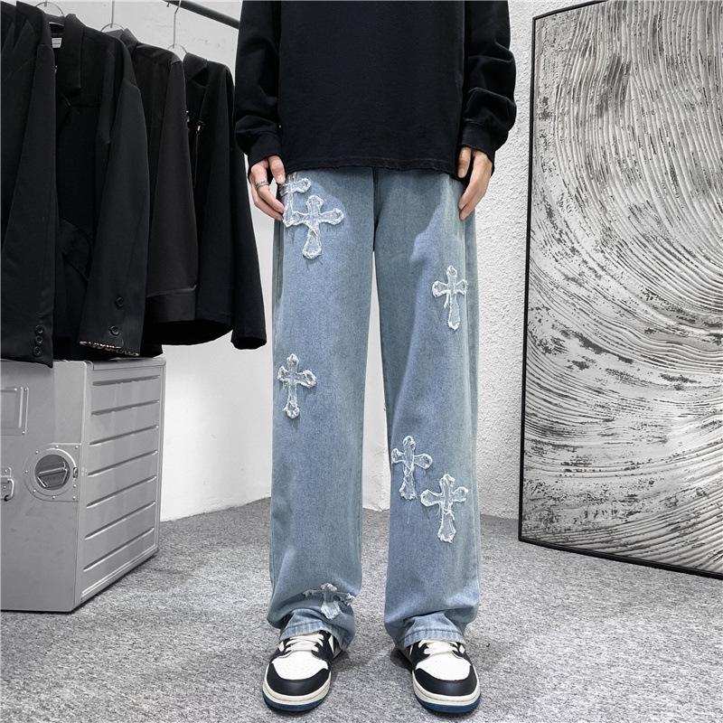 Мужские модные свободные брюки Cross Jeans в стиле Харадзюку с широкими штанинами для осени и зимы XXXL синий VantaGoods