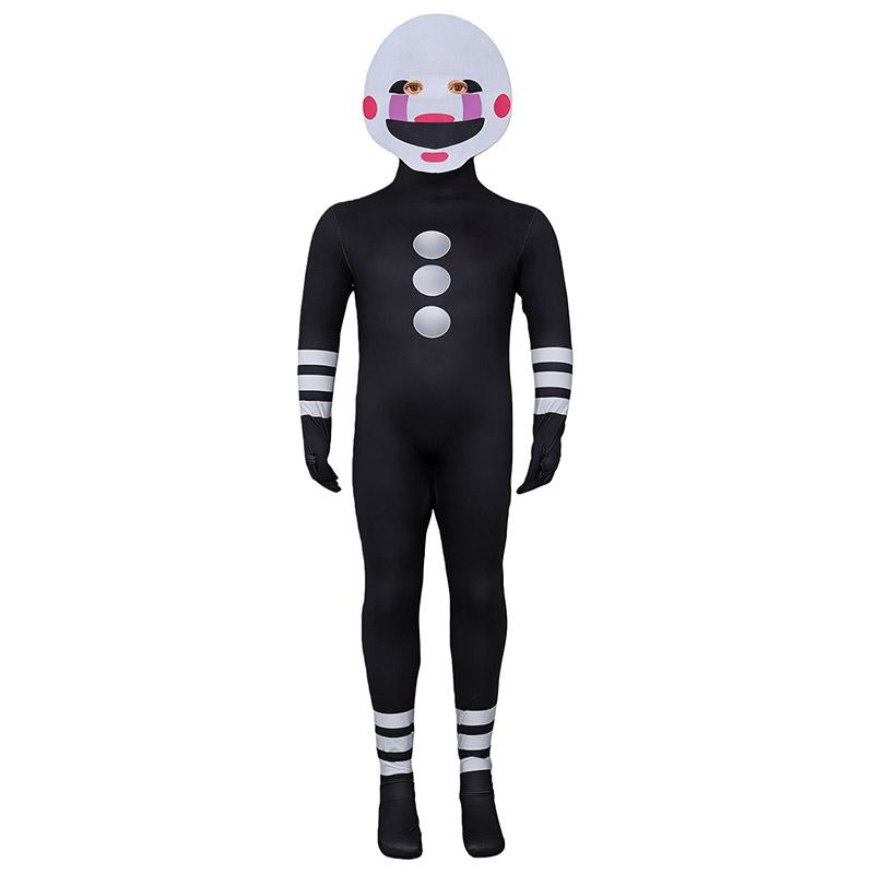 Взрослые Дети FNAF Кукла Костюм на Хэллоуин Пурим Карнавальный Костюм Игра Марионетка Косплей Маска Боди Мужчины Мальчики Костюм Куклы Kids 110 чёрный MINI1