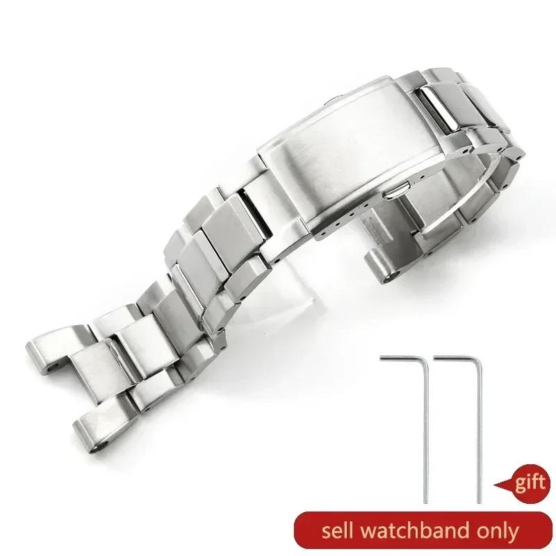 Для Casio GST-B100 Вогнутый интерфейс Стальной ремешок для часов для мужчин GST-W300/S310/400G/410 Браслет для часов 26x14 мм Стальной Черный 26x14mm white Lanspo
