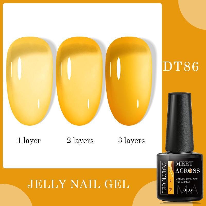MEET ACROSS Желейный Гель-лак для ногтей Розовый телесный цвет Гель Vernis Полуперманентный маникюр УФ-гель для дизайна ногтей Верхнее покрытие Лак для ногтей DT86 yellow
