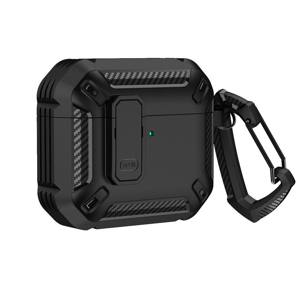 KEYSION Роскошный чехол для наушников Bluetooth для AirPods 4 Мягкий силикон + ПК с крючком + переключатель Противоударный чехол для Apple AirPods 4th for AirPods 4 чёрный