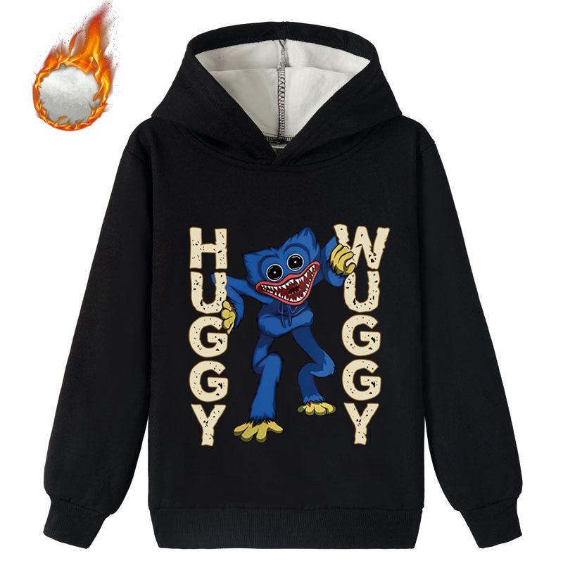 Детская 3D толстовка из бархатной ткани Huggy Wuggy, пуловер Poppy Playtime, детский теплый свитер 170 black youjilao