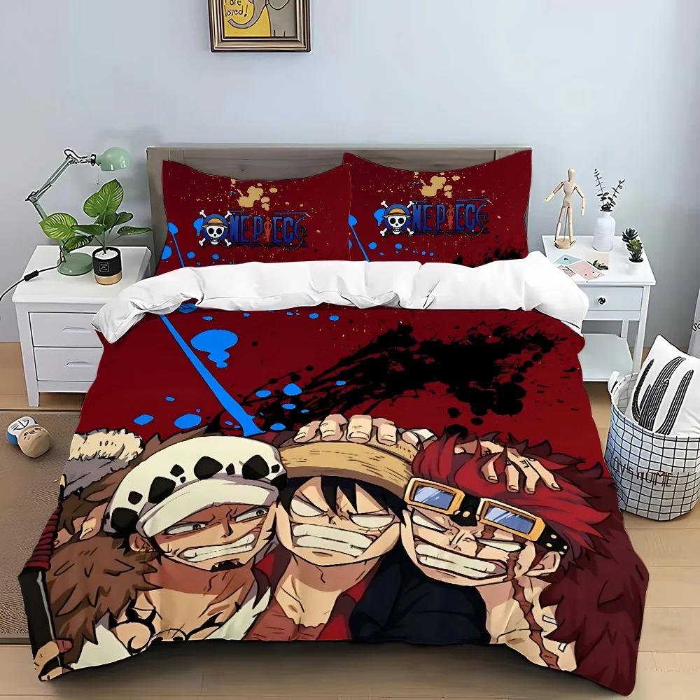 Постельное белье One Piece Комплект для детской спальни Украшение Пододеяльник Наволочка Односпальный Двуспальный Кровать размера «queen» Пододеяльник Наволочка Подарок для мальчика девочки 90x190cm black Lodestar