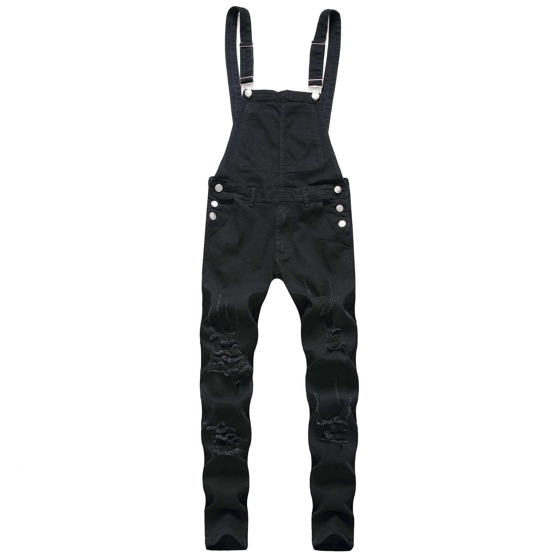 Мужской джинсовый комбинезон, джинсы, брюки, плоский показ L black Top Men Wardrobe