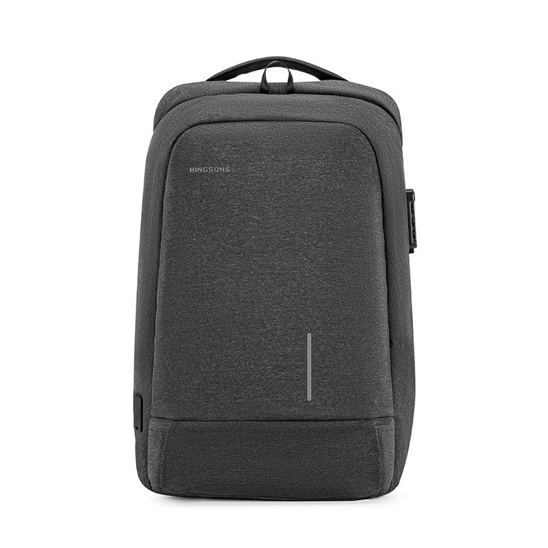 Kingsons унисекс рюкзак для ноутбука с разъёмом USB 15.6 inch темно-серого