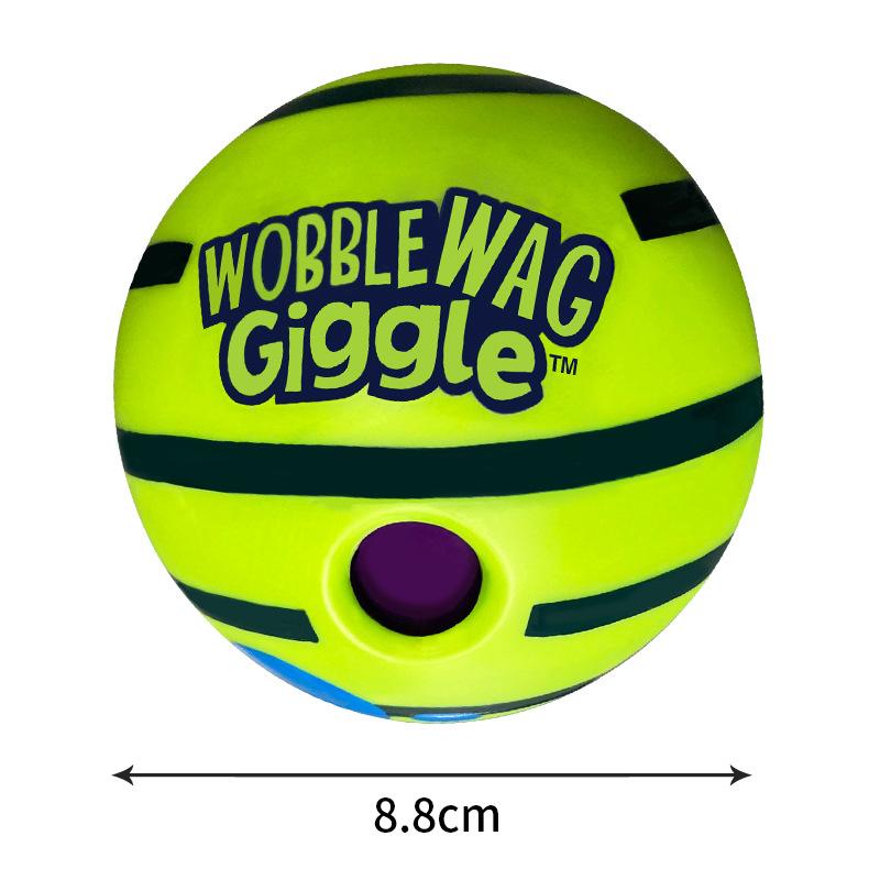 Интерактивная игрушка для собак Wobble Wag Giggle Ball, забавные звуки хихиканья, когда их катают или встряхивают. Домашние животные лучше всего знают, как их показывают по телевизору. 8.8cm зелёный QI CHEN