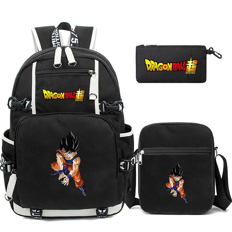3 шт./компл. Аниме Dragon Ball рюкзак для ноутбука унисекс рюкзак с сумкой для обеда для девочек мальчиков подростков школьный рюкзак для мужчин и женщин сумка для отдыха рюкзак Mochila black CRAZY FLY HS1