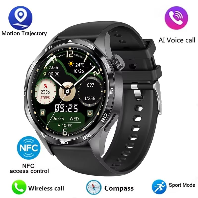 2025 Новые умные часы GT5 PRO для мужчин, часы 5 Pro, AMOLED, HD-экран, Bluetooth, вызов, GPS, траектория, NFC, компас сердечного ритма, умные часы Silicone belt чёрный QLY Online