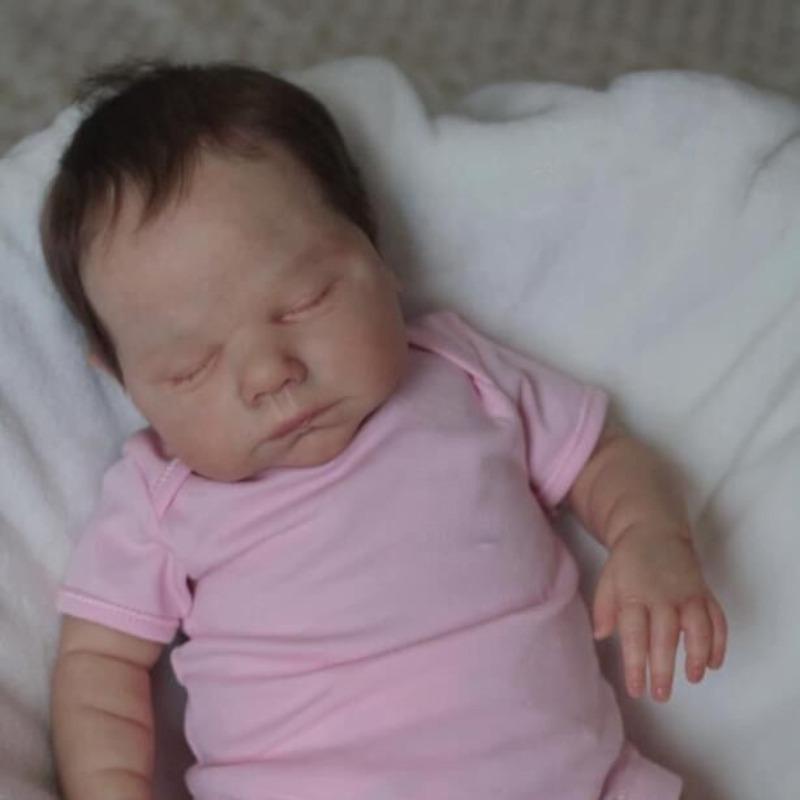 Реалистичная кукла-младенец Reborn Baby Doll Miley с закрытыми глазами, реалистичная 19-дюймовая новорожденная девочка с подвижными конечностями, расписанная вручную кожа, видны вены, куклы-младенцы для детей cloth body розовый ChildDream Toys Supplies
