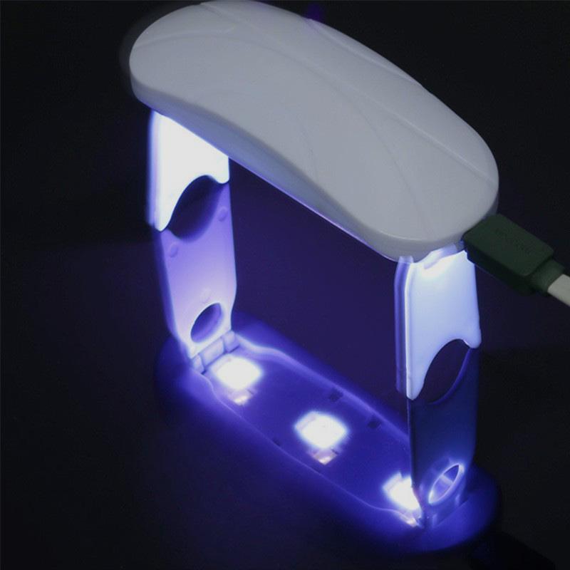 Мини-машина для сушки ногтей Микро УФ-светодиодная лампа Портативная USB-машина для отверждения геля для ногтей Складной лак для ногтей Быстросохнущее освещение 2 скорости Lamp Only blue Pide