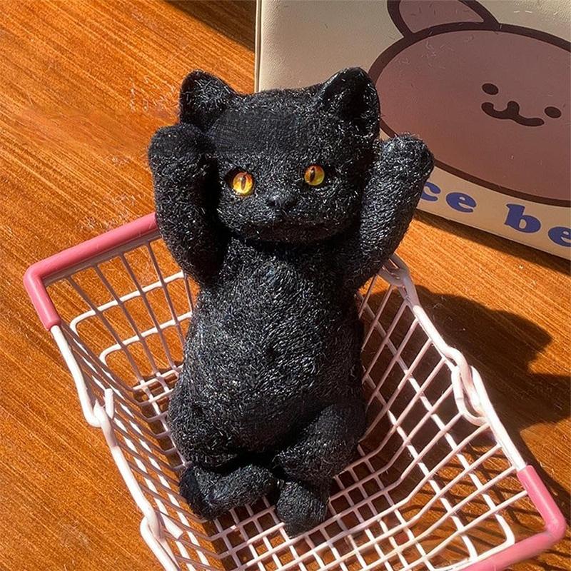 Большая мягкая игрушка-кошка Таба, мягкая силиконовая игрушка-котенок ручной работы, моти, игрушка для расслабления рук, снятия стресса, подарок A5 black SheyIn
